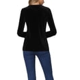 thumbnail image 3 of INSPIRE CHIC Women's Casual Round Neck Long Sleeves Stretchy Velvet Blouse L Black, 3 of 6
