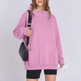 thumbnail image 4 of ECHFIPROM 1/4 Zip Hoodie for Women Pink Oversized with Pocket Solid Color Long Sleeve Casual Pullover for Young Women Fall Trendy Top,S, 4 of 5