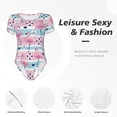 thumbnail image 4 of Fotbe Pink Striped Flamingo Body de Mujer con Cuello Redondo y Mangas Cortas, Sin Mangas Ajustado, Suave, Cómodo y Básico-Large, 4 of 7