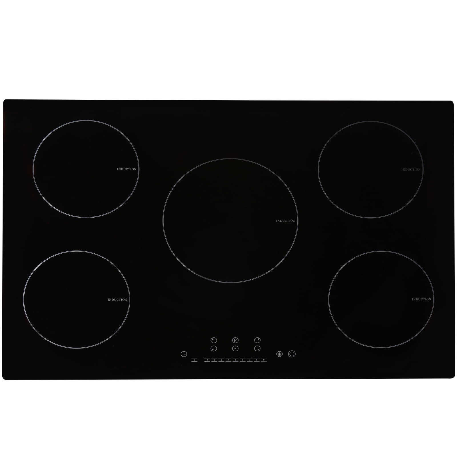 KFFKFF Induction Cooktop, 5 Heating Elements, 30'' Electric Stove, Integrated Magnetic Cooktop 9200W, 9 Heat Settings, LED Touch Display with Child Safety Lock & Overheat Protection