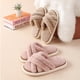 thumbnail image 4 of Women's Cross Band Slippers Fuzzy Soft House Slippers Plush Furry Warm Cozy Open Toe Fluffy Home Shoes Comfy Winter Indoor Outdoor Slip On Breathable-Camel, 4 of 5