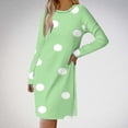 thumbnail image 2 of Sexlip Womens Long Sleeve Polka Dot Midi Dress V Neck Design Soft Fabric Relaxed Silhouette for Office Wear Green XXL, 2 of 7