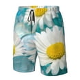 thumbnail image 6 of Uemuo Daisy Flowers Pattern Men's Swim Trunks Hawaiian Beach Bathing Suit Swimsuits Beach Quick-Dry Shorts with Pockets-Medium, 6 of 9