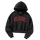 thumbnail image 5 of Sudadera recortada para mujer, ropa con capucha con cordón, sudaderas con capucha con estampado de letras para otoño e invierno, para viajes, compras L, 5 of 10