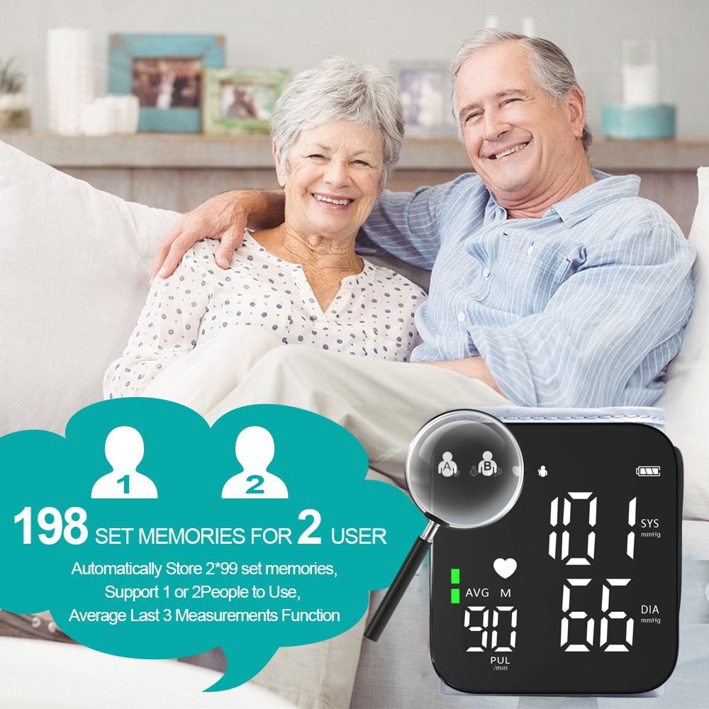 Automatic Wrist Blood Pressure Monitor, Adjustable Wrist Cuff, Portable BP Cuff Accurate Digital Heart Rate Monitor, Large LCD Talking BP Monitor for Home Travel