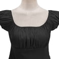 thumbnail image 3 of Mifsaly Womens Elegant Square Neck Crop Tops Puff Sleeve Ruched Bust Slim Fit Summer Top Party Wear Going Out Shirt Fitting Stretchy Basic Tee L, 3 of 6