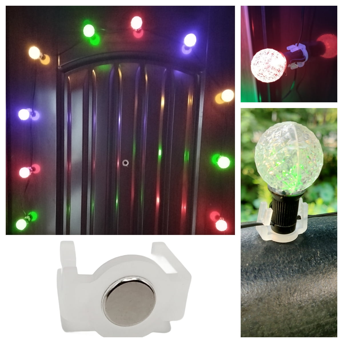 100 Packs Black Heavy Duty Light Clips,Extra Strong Magnetic Christmas Light Clips, Holiday Lighting Magnet for C9, C7 Sockets，Patio Lighting, Christmas Tree (100, Black)