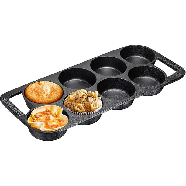 Bruntmor PreSeasoned Cast Iron Cake Pan For Baking Biscuits 8Cup Biscuit