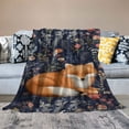 thumbnail image 2 of COMIO  Fox Throw Blanket - Soft, Fuzzy &amp; Warm Flannel Blankets for Travel, Office - Dark Blue Cute Throws Gift for Girls, Boys, 2 of 6