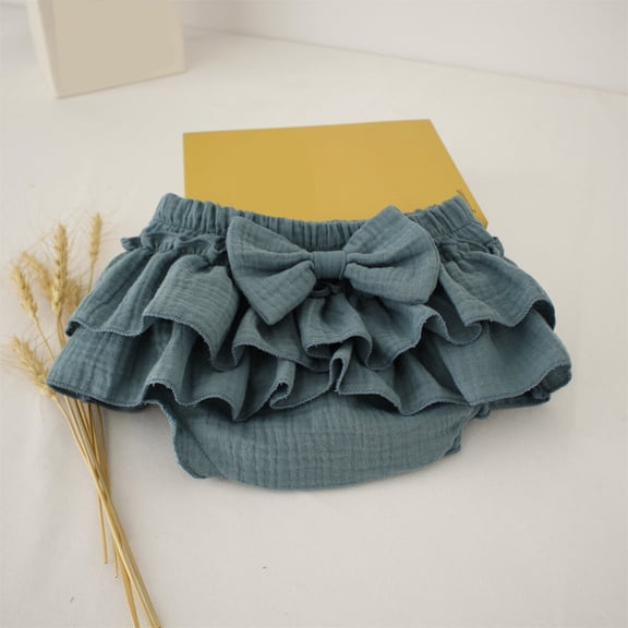Girls' 2026 New Cotton Bubble Skirt with Built-in Shorts, Ruffle Hem Summer Play Skirt, Cute and Practical Design Prevents Wardrobe Malfunctions, Perfect for Toddler Girls' Daily Play - Blue