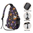 thumbnail image 3 of Sling Backpack,Cute Halloween Icons Pattern Sling Bag with Water Bottle Holder,Waterproof Sling Bag for Men/Women with Headphone Jack for Hiking,Travel, 3 of 6