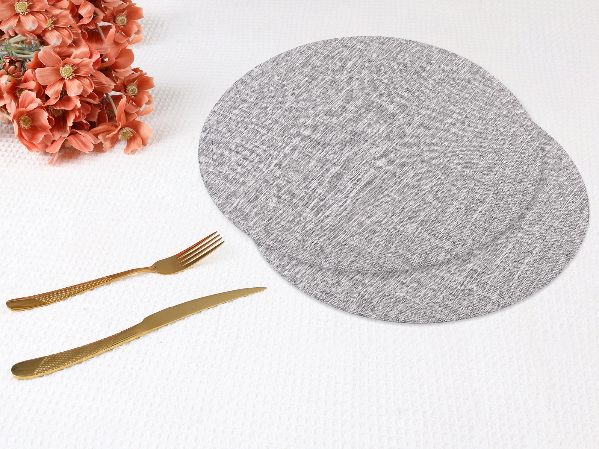 Unique Bargains Set of 6 PU Placemats for Kitchen Gray 15*15in