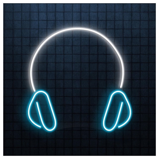 Letrero De Neón Con Forma Auriculares, Ideal Para Decoración Paredes Estudio, Brillo Ajustable, 38cm