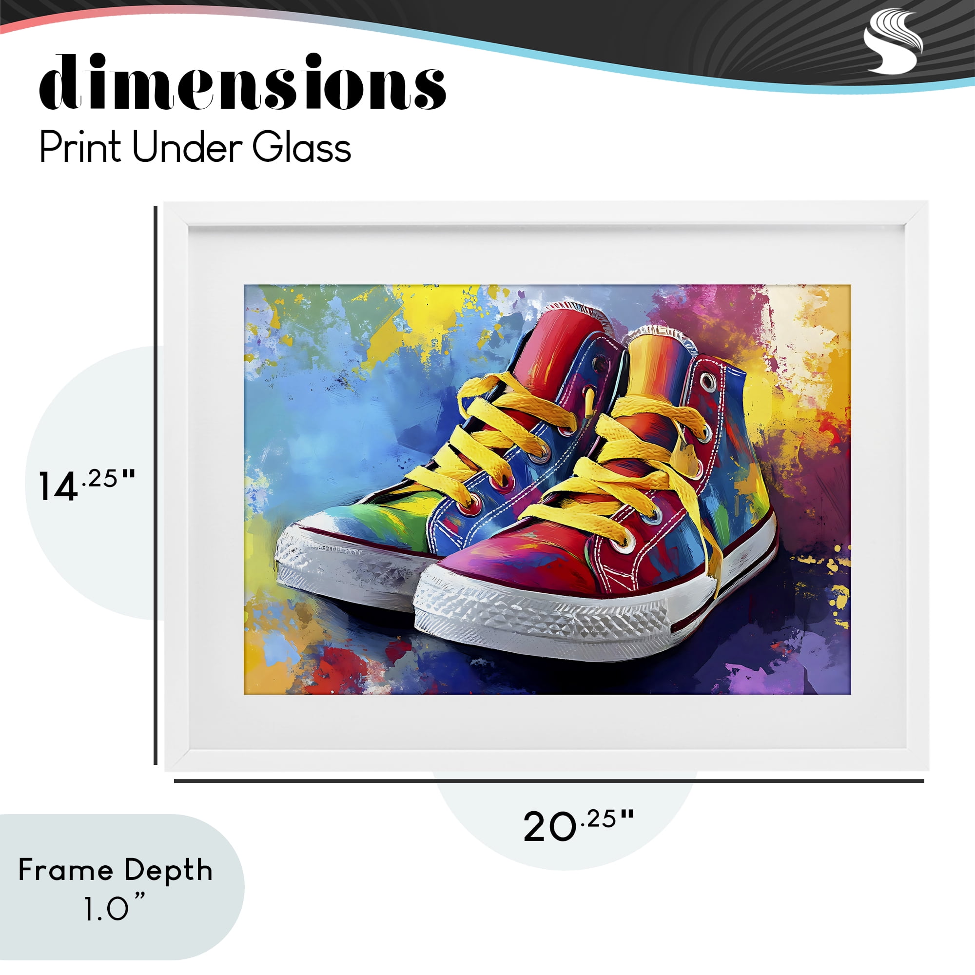 Stupell Industries High Tops with Yellow Laces White Framed Print Under Glass, design by Creative Studio