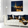 thumbnail image 2 of Designart Golden Gate at Night - Sea Bridge Throw Pillow - 18x18, 2 of 4
