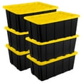 thumbnail image 1 of Sterilite 27 Gallon Industrial Stackable Storage Tote Lidded Containers, 6 Pack, 1 of 12