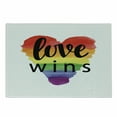 thumbnail image 1 of Pride Cutting Board, Inspirational Gay Rights Slogan Love Wins on Watercolor Heart Shape Print, Decorative Tempered Glass Cutting and Serving Board, Small Size, Multicolor, by Ambesonne, 1 of 1
