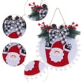 thumbnail image 5 of Decoración de coronas navideñas, cartel colgante con lazo de cinta y ramas de pino artificiales, hojas verdes, 5 of 5