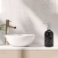 thumbnail image 2 of Unique Bargains 1 Pc Durable Cylinder Marble Soap Dispenser 13.53oz Black Silver Tone, 2 of 6