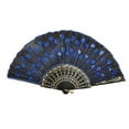 thumbnail image 2 of MRULIC Fans Best Chinese Style Dance Wedding Party Lace Silk Folding Hand Held Flower Fan + Blue, 2 of 2
