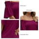 thumbnail image 5 of Camisa de manga corta para mujer, cuello en V plisado, manga con volantes, camisa con hombros descubiertos, Top para fiesta diaria de verano, color morado XL, 5 of 6
