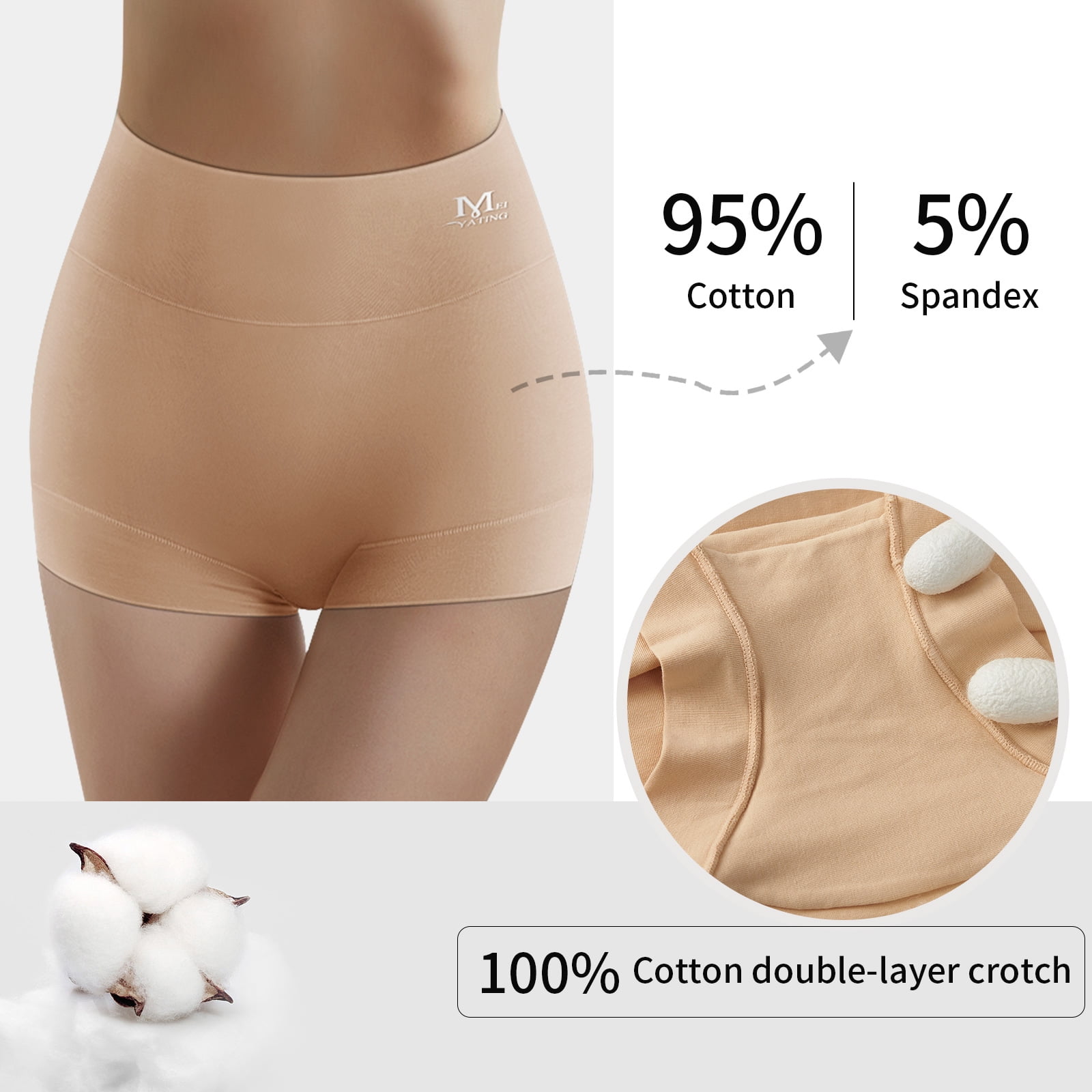 MEIYATING Boy Shorts Underwear for Women High Waisted Cotton Panties Stretch Briefs 4 Pack in Moldova at MDL 764 Rating 5