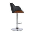 thumbnail image 2 of Toby Black Faux Leather Adjustable Height Swivel Walnut Wood and Chrome Bar Stool, 2 of 6