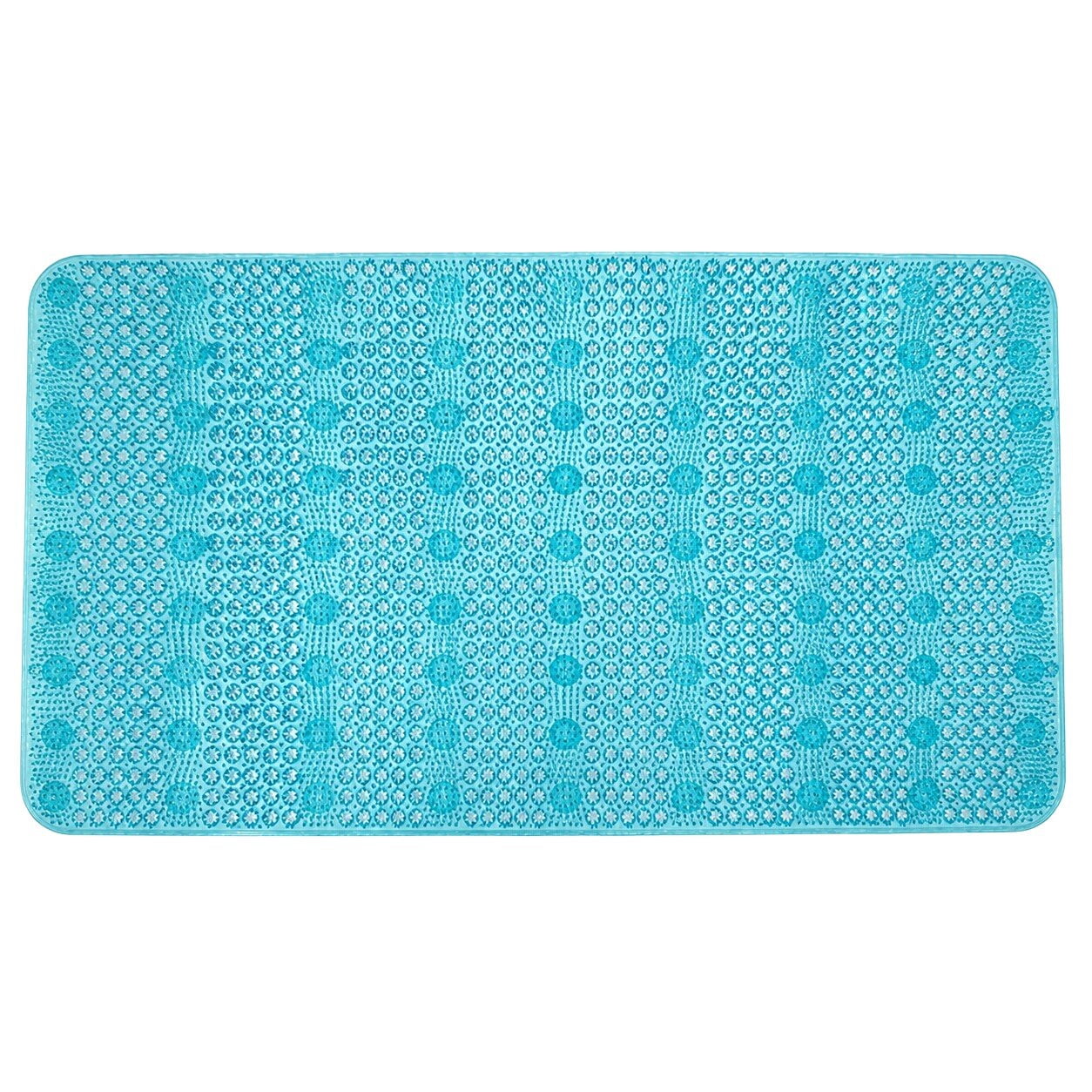 Velvet Grass Bath Mat Anti-Slip 27" x 15" Ocean Blue Tub Mat Suction Cup