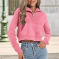 thumbnail image 2 of VISALY Half Zip Pullover Tunic Sweatshirt Sweatshirt for Women Fall Winter Tops Long Sleeve Shirts Oversized Tshirts Round Neck Basic Sweatshirt Pullover Sweatshirt Plain Sweatshirt Women Pink Xl, 2 of 4