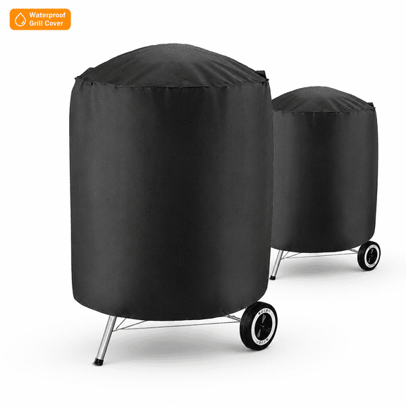 Grill Cover Outdoor Charcoal Kettle Grill Cover Heavy Duty Waterproof Round BBQ Smoker Covers Waterproof Windproof Dustproof Anti UV Barbecue Protector