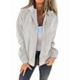 thumbnail image 3 of Women'S Solid Color Corduroy Jacket Minimalist Style Hooded Zip Front Coat Casual Outerwear Milky White 5XL, 3 of 8