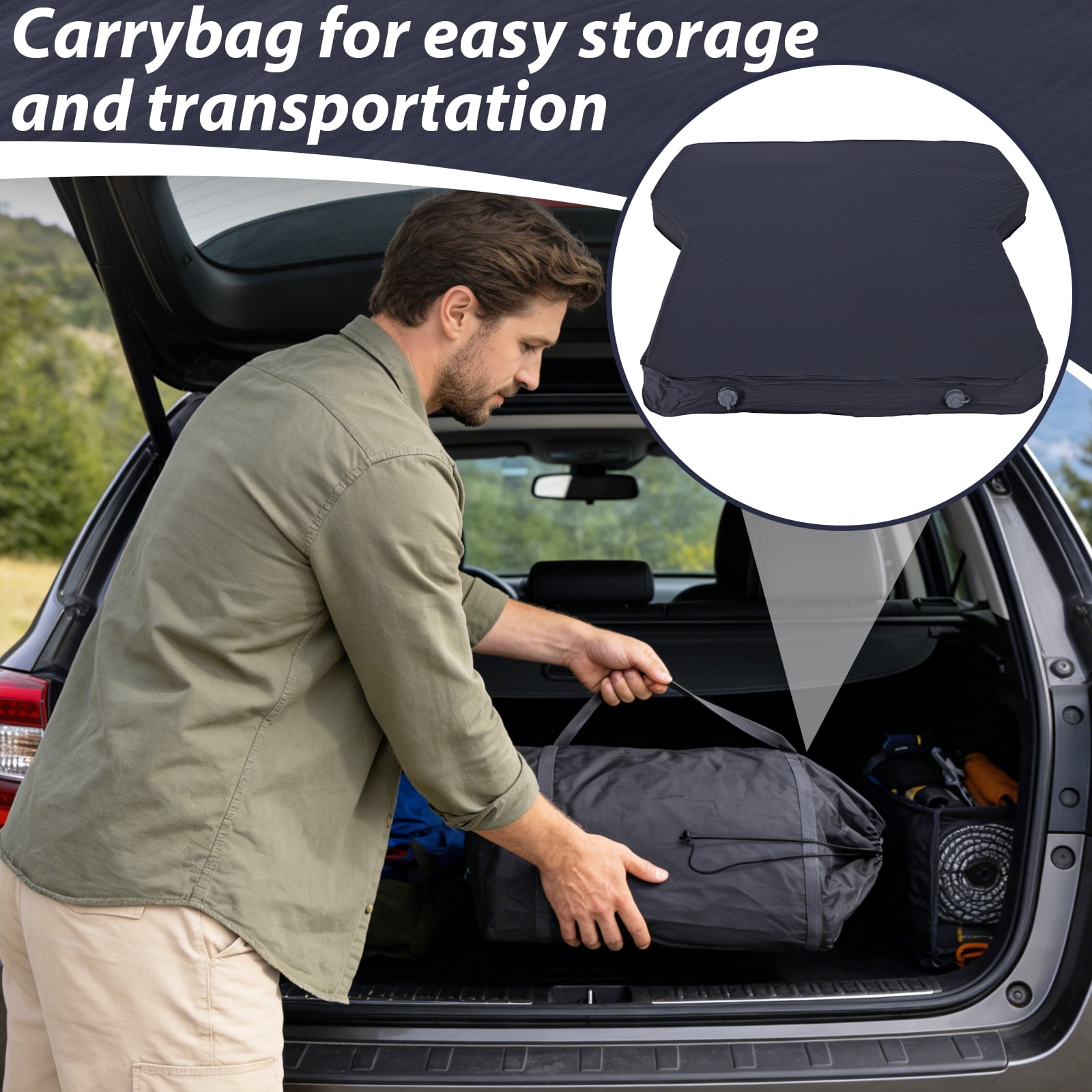 SHegdu Car Air Mattress Self Inflating Camping Sleeping Pad Thick 4.5 Inch Portable Adjustable Tent Mat with Storage Bag Foam 440 lbs Load