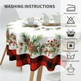 thumbnail image 5 of Christmas Round Tablecloth for Kitchen Dining, 60Inch Xmas Holly Berries Bells Bows Table Cloth, Red Black Buffalo Plaids Non-Slip Table Cover for Holiday Picnic Tabletop Decor, 5 of 6