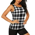 thumbnail image 2 of Gaeub White And Black Plaid Women's Workout Tank Tops Lightweight Sleeveless Shirts for Women for Athletic Running Tennis Yoga - Small, 2 of 9