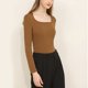 thumbnail image 3 of Vintage Square-Neck Long-Sleeved Women Undershirt For Slim Fit And Top, 3 of 6
