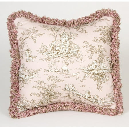 Glenna Jean Madison Toile with Fringe Throw Pillow