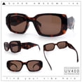 thumbnail image 2 of Womens Mod Rectangle Geo Bevel Cut Plastic Fashion Sunglasses Tortoise - Brown, 2 of 8