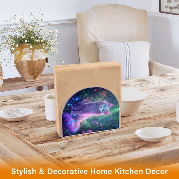 BZSMCE Napkin holder Creative White Cat Classic Napkin Holders for Tables, Dining Table Napkin Holders for Kitchen