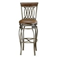 thumbnail image 1 of Hillsdale Montello 28-Inch Swivel Counter Stool, Old Steel Finish with Faux Brown Leather, 1 of 14