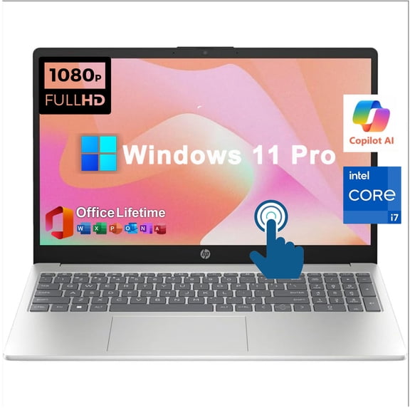 HP 15.6" IPS FHD [Windows 11 Pro] Touchscreen Business Laptop, Intel Core i7-1355U, 32GB RAM, 1TB SSD, Copilot AI, Lifetime Microsoft Office, w/Accessories