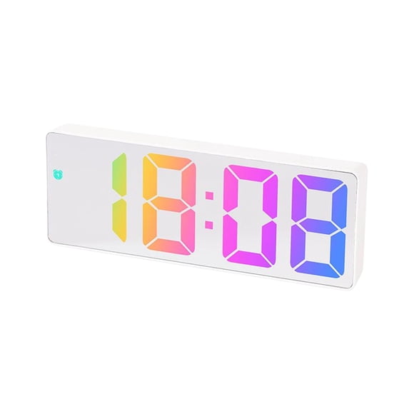 Injueey Reloj despertador Digital con espejo LED, reloj despertador elegante para dormitorio con brillo ajustable, fecha y horas Decoración del hogar Estilo 6