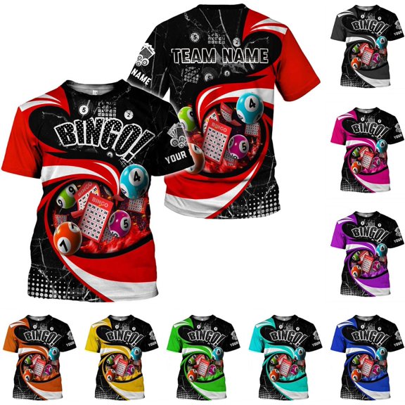 Custom Bingo Shirts for Women Bingo Lover Casino Players T-Shirt Funny Bingo Shirts Gifts Funny Bingo Player Game Lover Gift (Red, S)