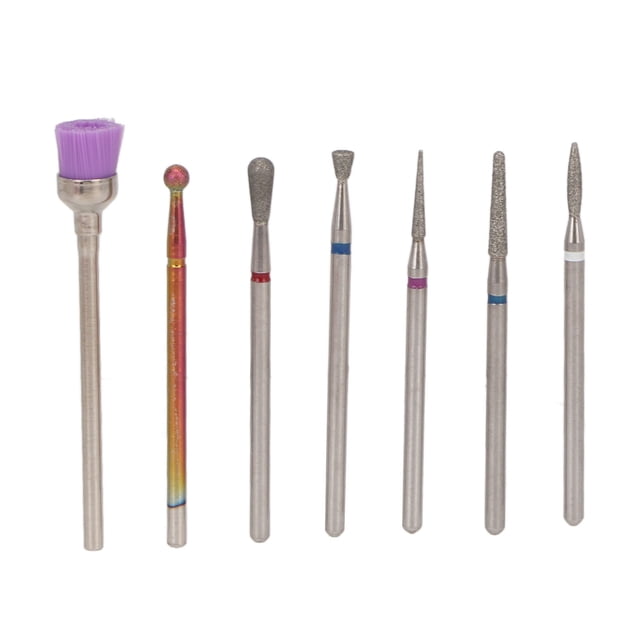7 brocas para uñas de acero de tungsteno, resistentes y fiables, giratorias, para uñas de gel acrílico.