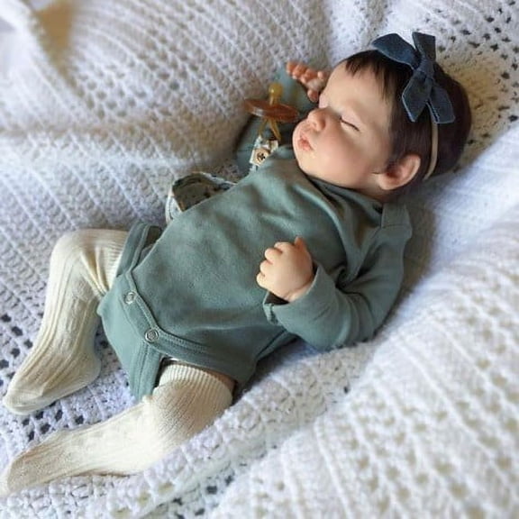 iCradle Lifelike Reborn Baby Dolls Girl 19 inches 48 cm Realistic Sleeping Newborn Baby Dolls Adorable Real Life Cloth Body Doll Gift for Kids Age 3 