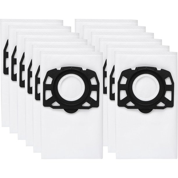 Paquete de 12 bolsas de filtro KFI 487 para aspiradoras, compatibles con Karcher WD4, WD5, WD6, MV4, MV5, MV6, WD4.000 ... WD5.999, 2.863-006.0