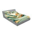 thumbnail image 2 of Ambesonne Lake Fitted Sheet & Pillow Sham Set, Pastel Rising Mountains Art, Full, Seafoam Peach and Amber, 2 of 2