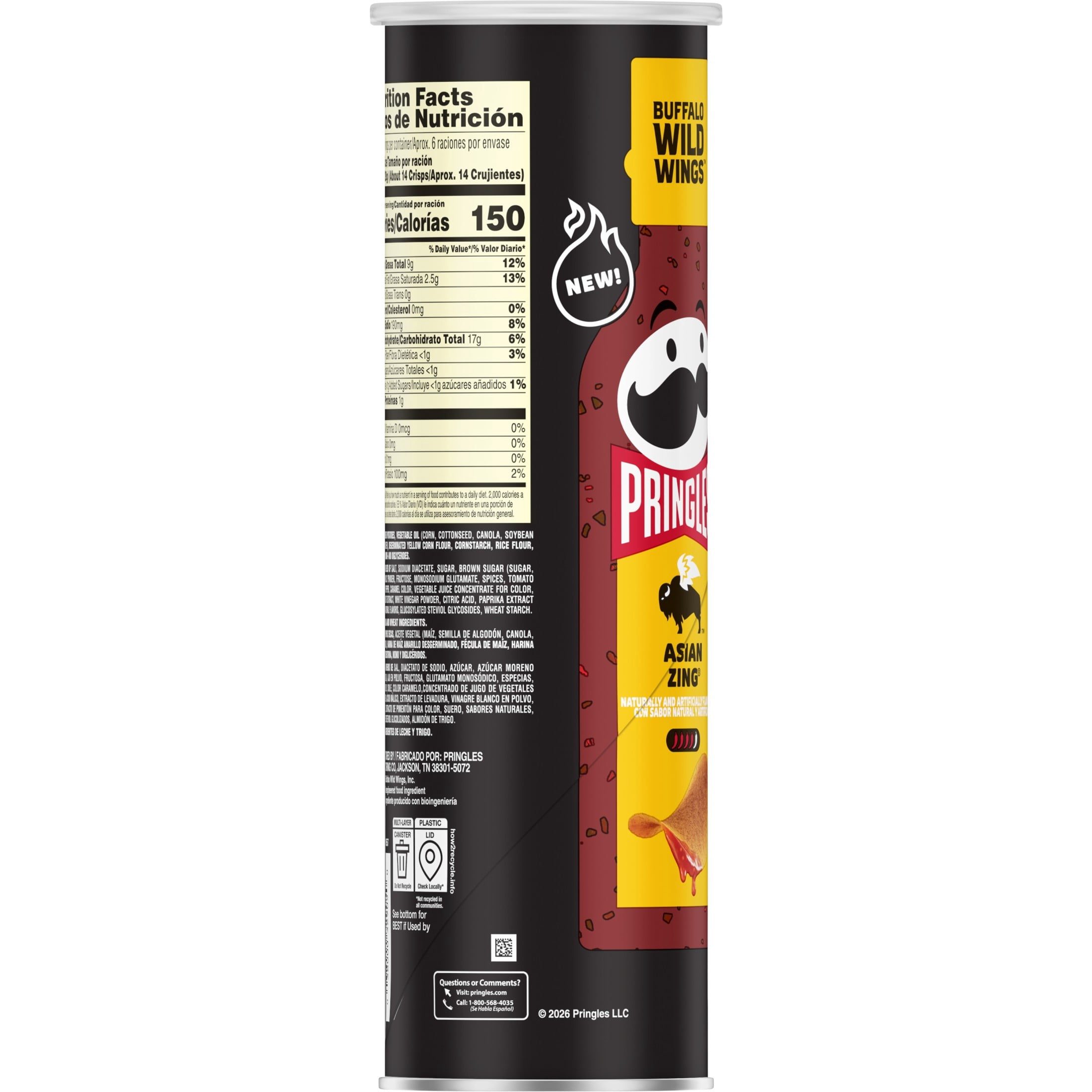 Pringles Asian Zing Potato Crisps Chips, 5.5 oz Canister