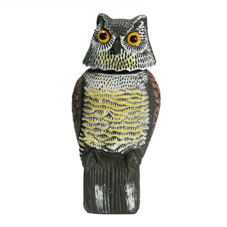 Alaselegantes Owl Decoy with 360° Rotating Head Weatherproof Bird Scarecrow