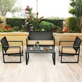 thumbnail image 3 of Gymax Ensemble de Mobilier d'Extérieur en Rotin Osier 4 Pcs, Ensemble de Conversation pour Patio avec Coussins, 3 of 10