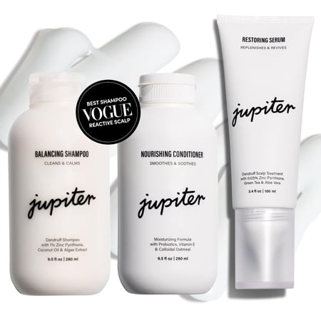Jupiter Anti-Dandruff Shampoo  Conditioner  & Serum Advanced Set  Physician-Formulated for Dry  Itchy  Oily  Flaky Scalp Care  Color-Safe  Dry Scalp  Sulfate-Free